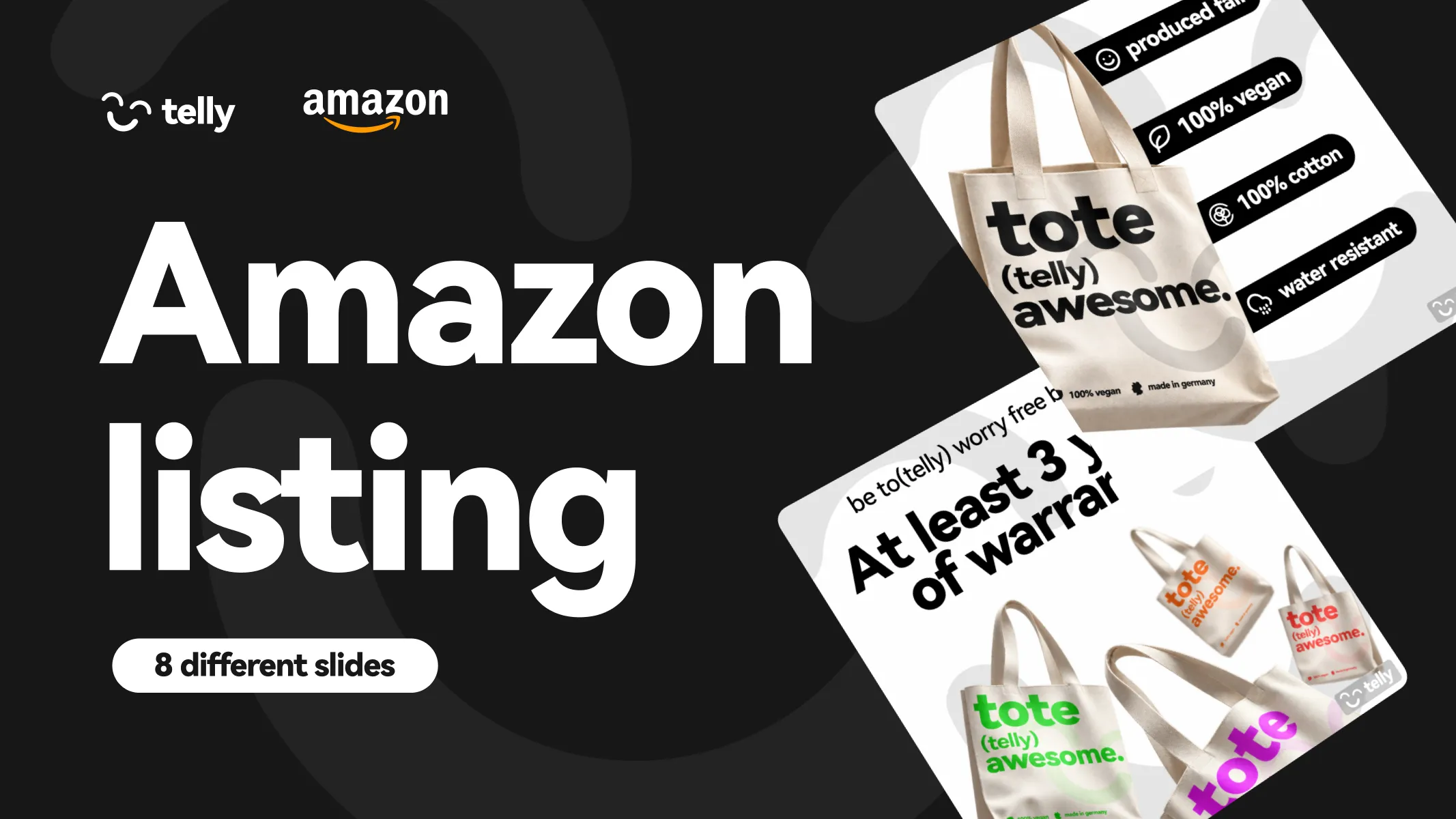 Cover Image showing that this category is a Amazon listing Design with 8 Slides for the fictional Company telly